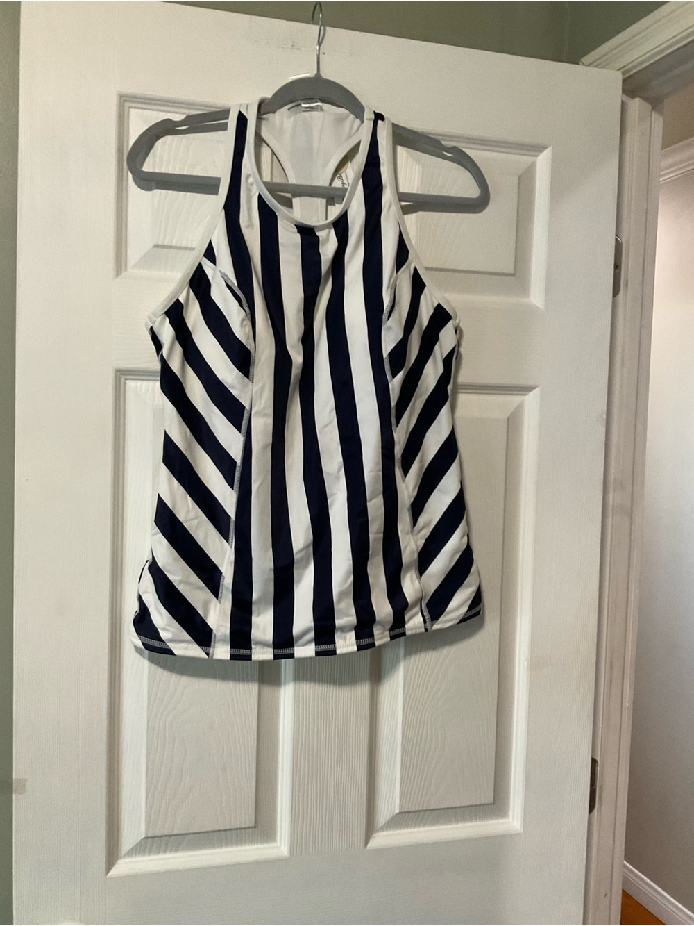 Tommy Bahama Navy and White Vertical Stripe Swim Tank
